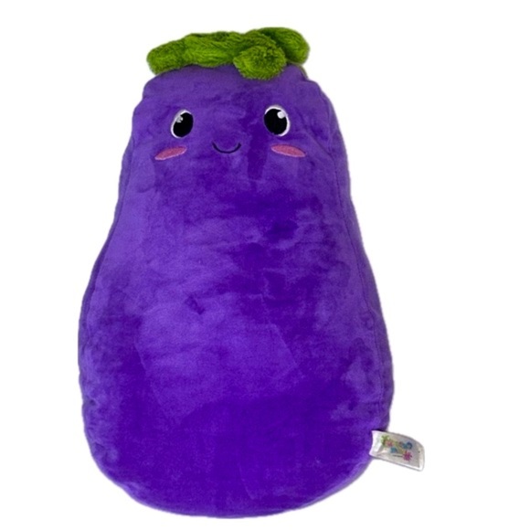 Purple Eggplant Smoochy Pals Very Soft & Squishy Foodie Plush by Linzy‎ Toys - Picture 4 of 13